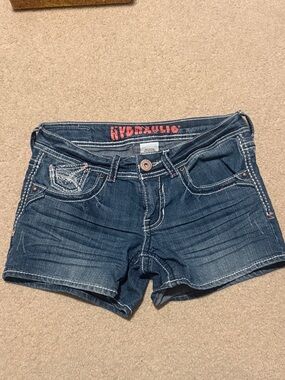 Hydraulic Dark Blue Low-Rise Denim Shorties